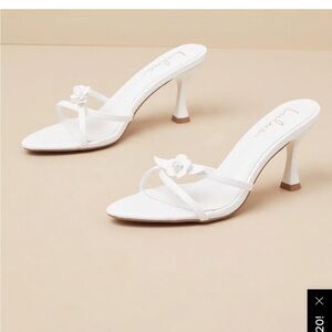 Lulus Patrika White Floral High Heel Slide Sandals